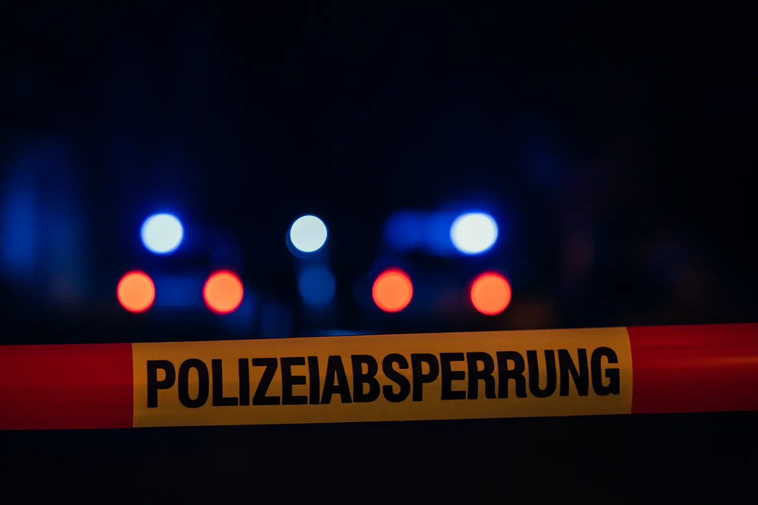 Symbolbild: Polizeiabsperrung bei Nacht – Beleidigung in Merseburg