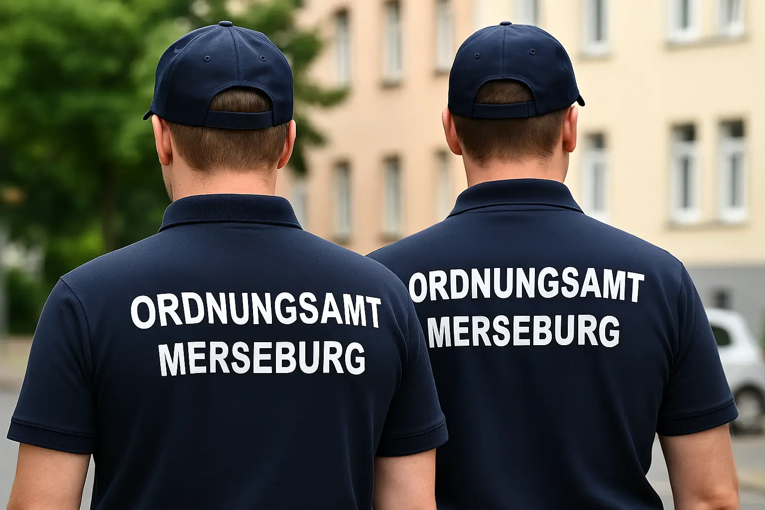 Zwei Mitarbeiter des Ordnungsamt Merseburg in neuer Dienstkleidung