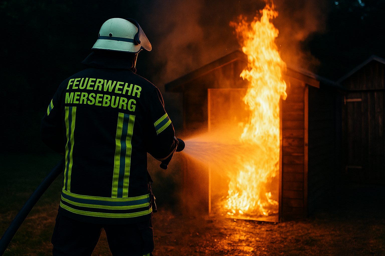 Gartenlaube und Unrat in Flammen – Feuerwehr löscht zwei Brände in Merseburg-Süd