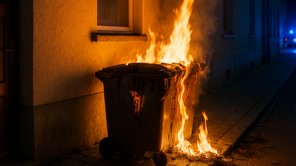 Müllcontainer brennt direkt am Wohnhaus – Polizei ermittelt wegen Brandstiftung