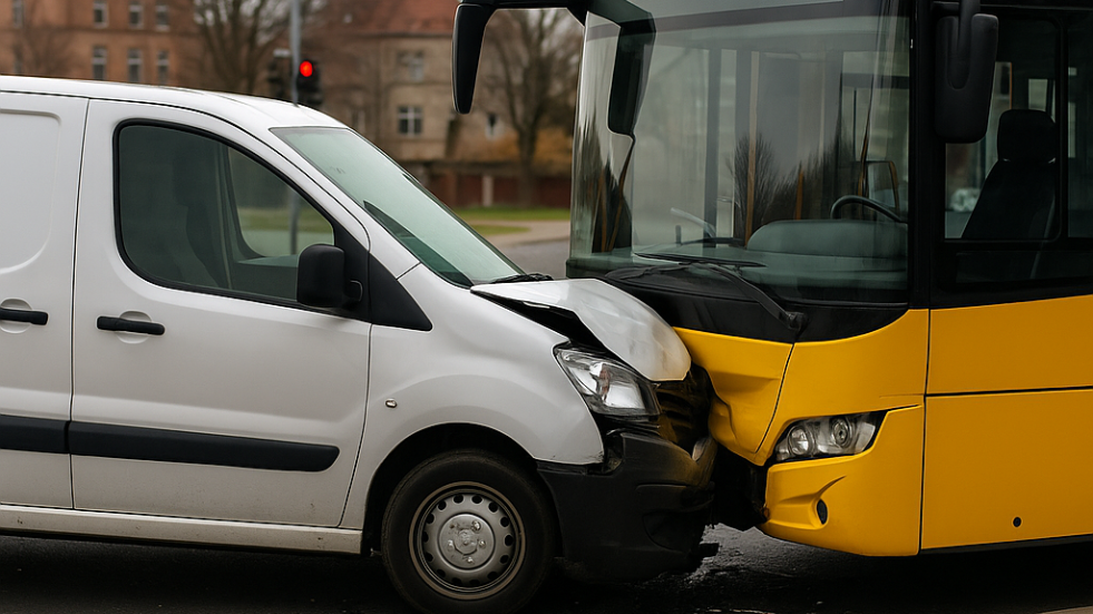 Crash am Nulandtplatz: Bus und Transporter stoßen zusammen
